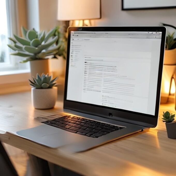 A person using a laptop and smartphone to quickly take digital notes on the snapjotz com website in a modern office space.